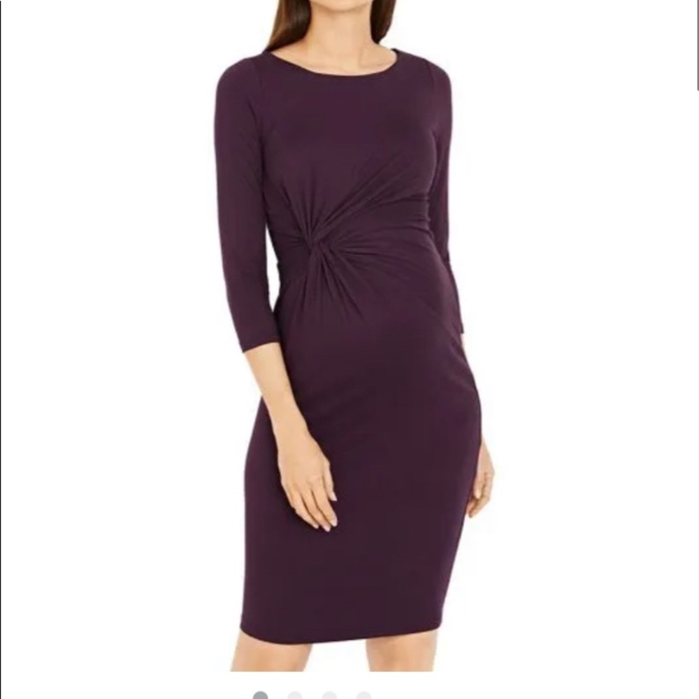 Pea in the Pod Front Knot Maternity Dress (PLUM)